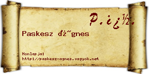Paskesz Ágnes névjegykártya